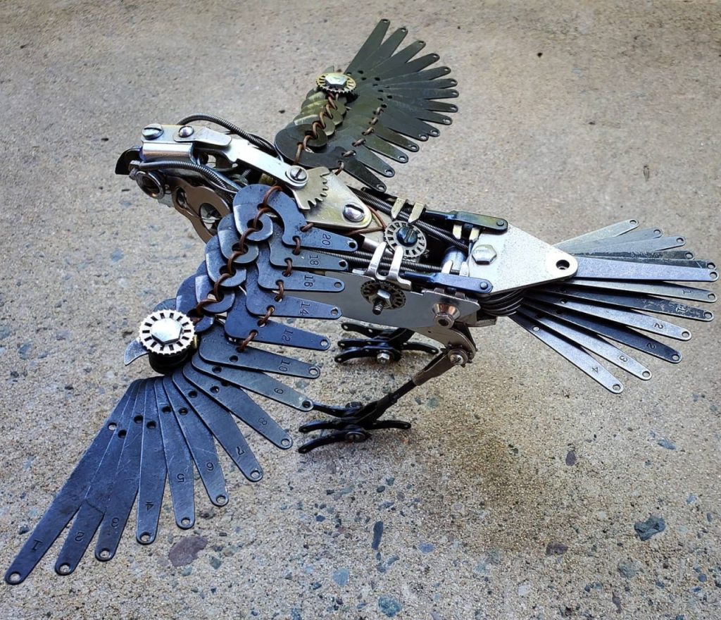 Metallic Bird Sculptures, by Jeremy Mayer